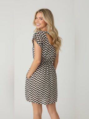 Pink Rose Chevron Cut-Out Mini Dress